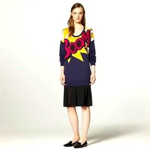 NWT 3.1 Phillip Lim Sweater Dress in Navy BOOM Print Size Medium
